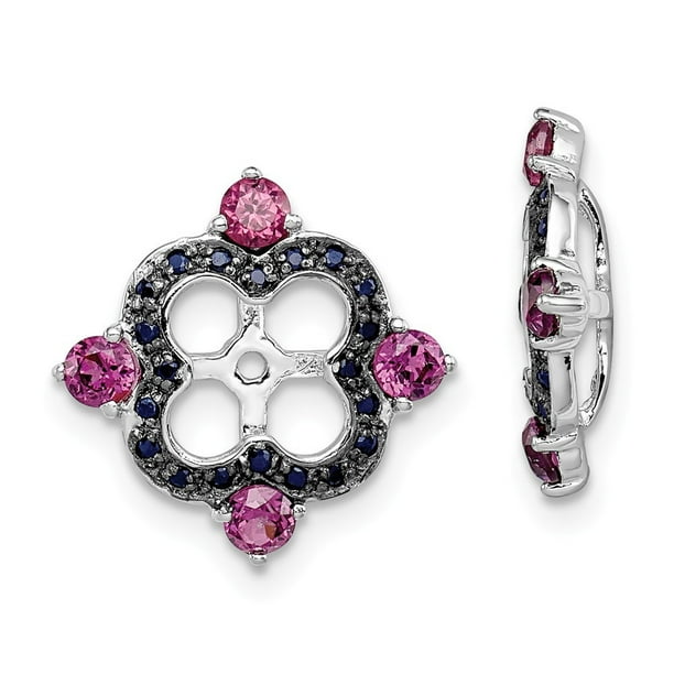 925 Sterling Silver Rhodium-plated Polished & Textured Rhodalite Garnet Earring Jacket 925 Sterling Silver Rhodium-plated Polished & Textured Rhodalite Garnet Earring Jacket